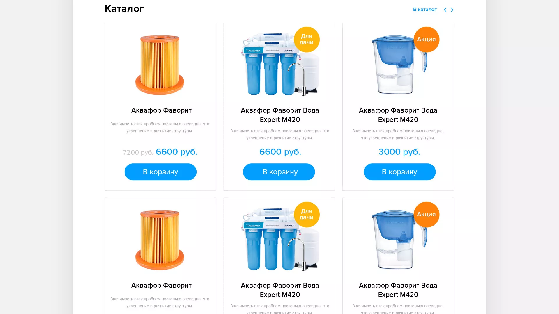 Создание интернет-магазина «Водолей» по продаже фильтров очистных сооружений в Голицыно